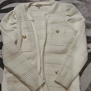 L'AGENCE Cream Textured Sweater